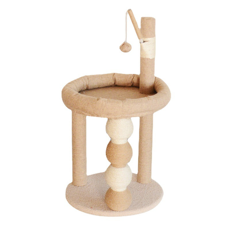 All-in-One Cat Tree with Scratching Post & Cozy Bed – Sisal-Wrapped, No Shedding